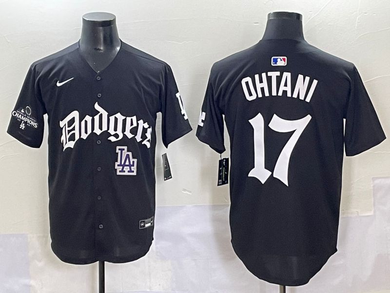Men 2025 Los Angeles Dodgers #17 Ohtani Black Seventh generation Joint Name Nike MLB Jersey style 18->los angeles dodgers->MLB Jersey